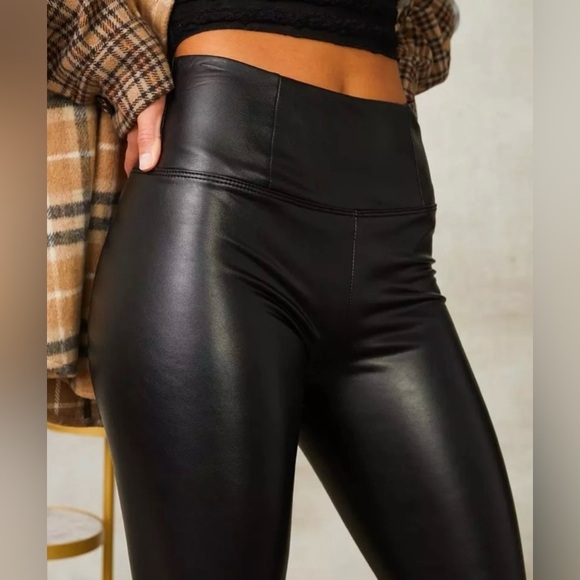 Shinestar Faux Vegan Leather Full Length Leggings Black Size XS - Picture 4 of 13